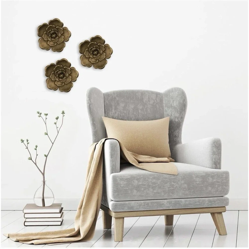Honeybloom 3-Piece Metallic Flower Wall Art, 8
